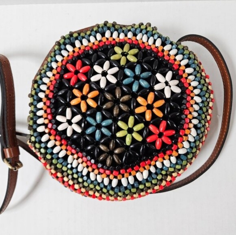Patricia Nash Scafati Colorful Wooden Bead Canteen Crossbody Bag - Picture 2 of 9